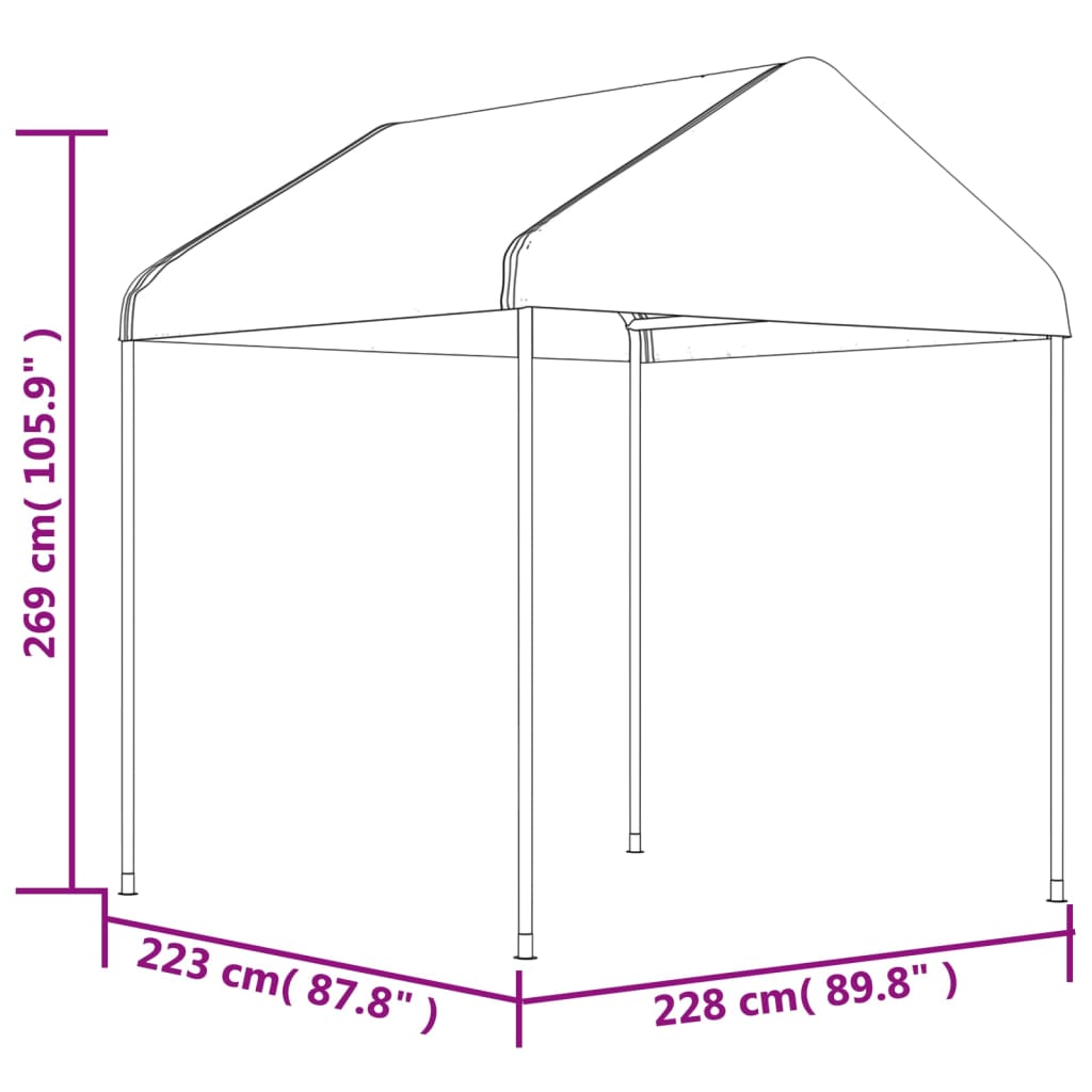 Sjenica s krovom bijela 2,28 x 2,23 x 2,69 m polietilen