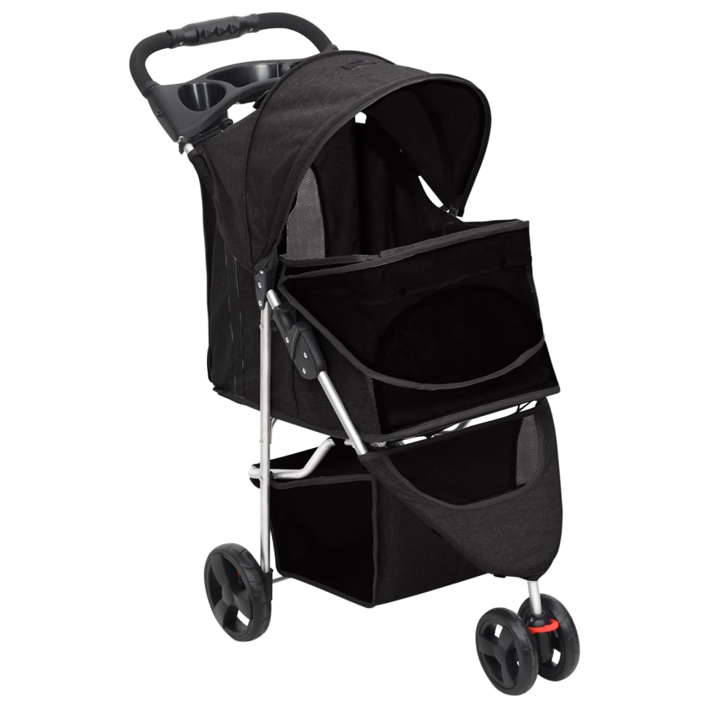 Sklopiva kolica za pse crna 80 x 46 x 98 cm od tkanine oxford