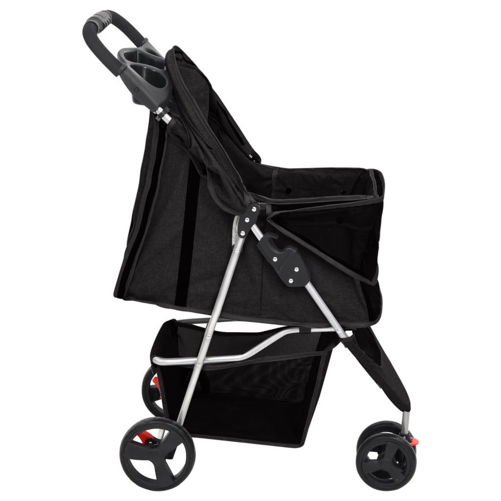 Sklopiva kolica za pse crna 80 x 46 x 98 cm od tkanine oxford