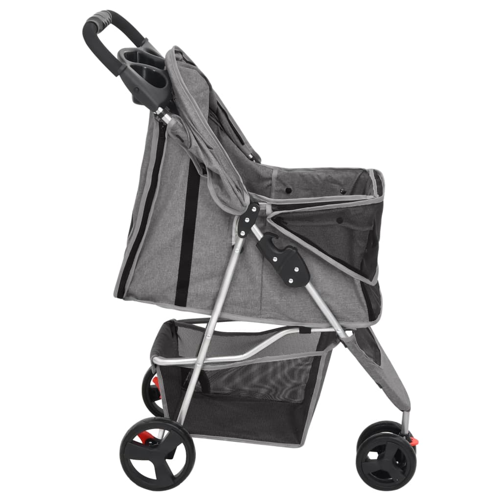 Sklopiva kolica za pse siva 80 x 46 x 98 cm od tkanine Oxford