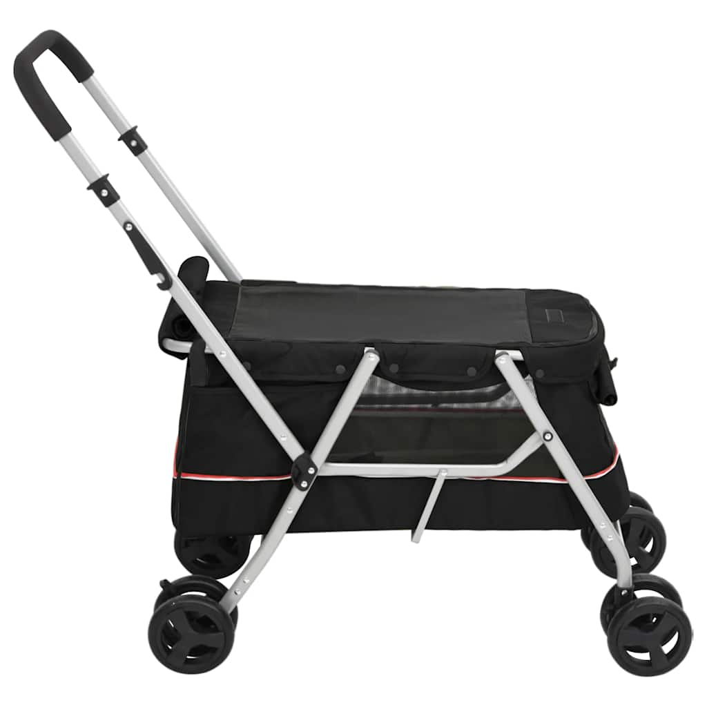 Sklopiva kolica za pse crna 100 x 49 x 96 cm od lanene tkanine