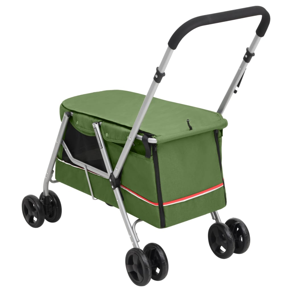 Sklopiva kolica za pse zelena 100x49x96 cm od lanene tkanine