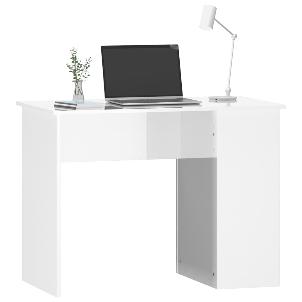 Radni stol visoki sjaj bijeli 100x55x75 cm konstruirano drvo