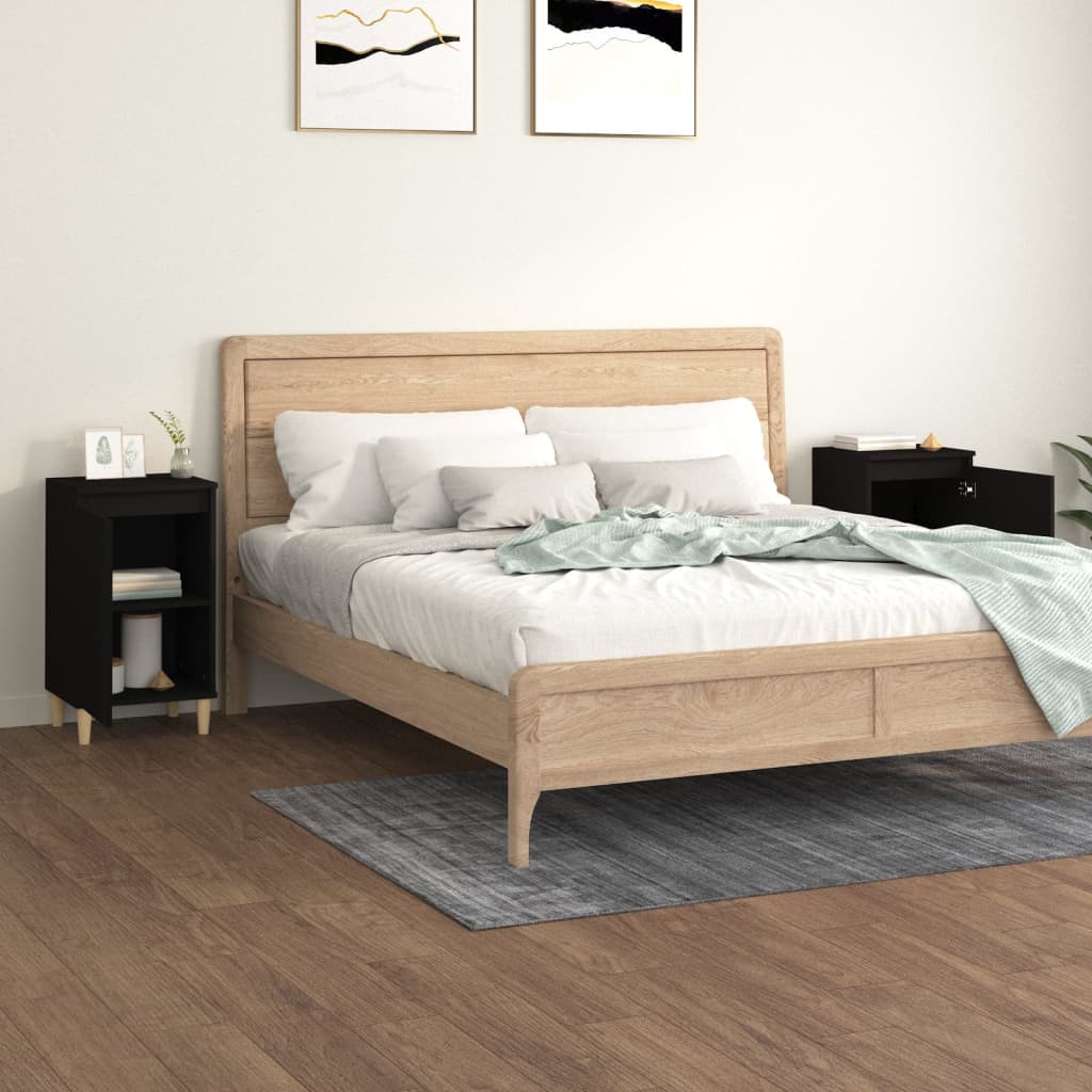 Noćni ormarići 2 kom crni 40 x 35 x 70 cm konstruirano drvo