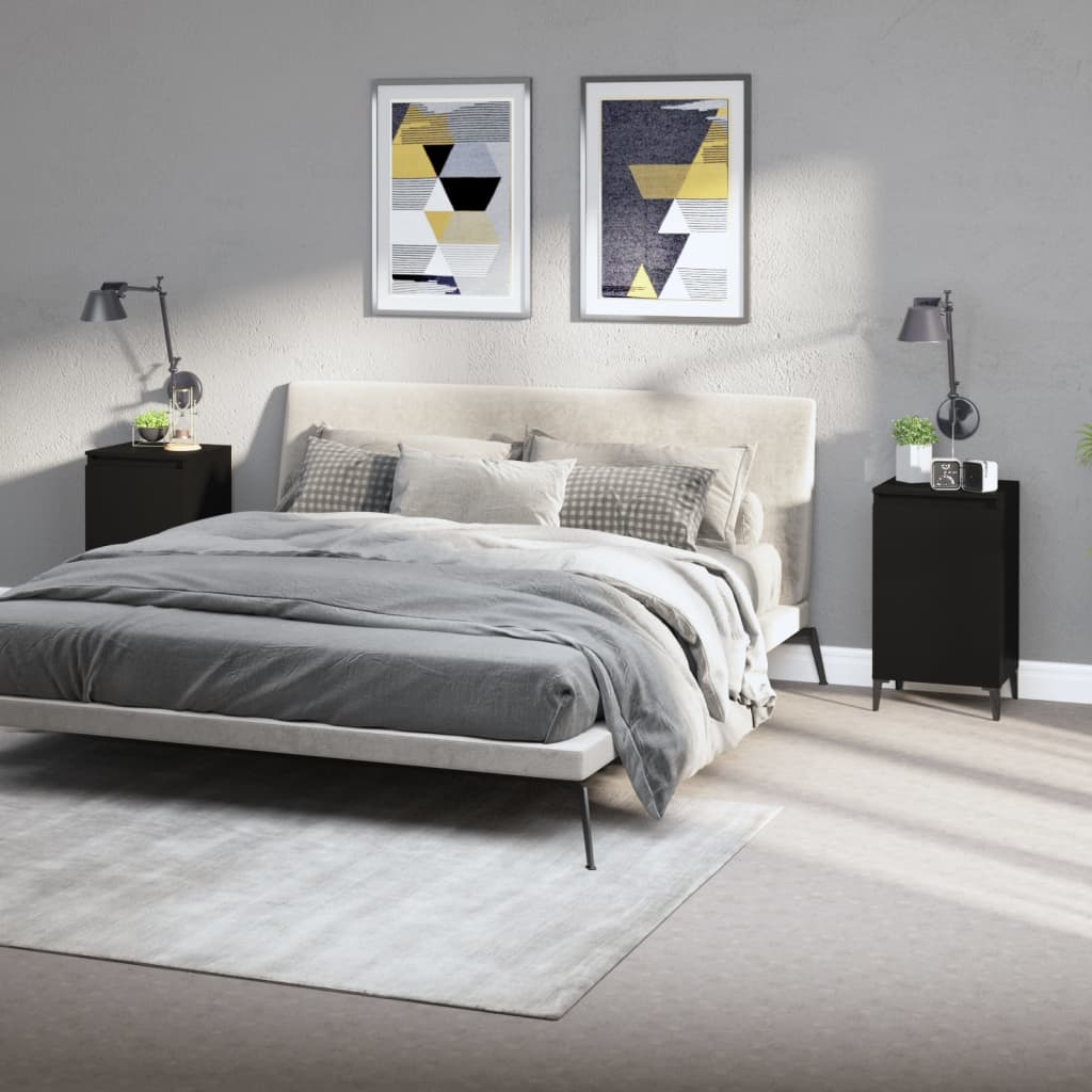 Noćni ormarići 2 kom crni 40 x 35 x 70 cm konstruirano drvo
