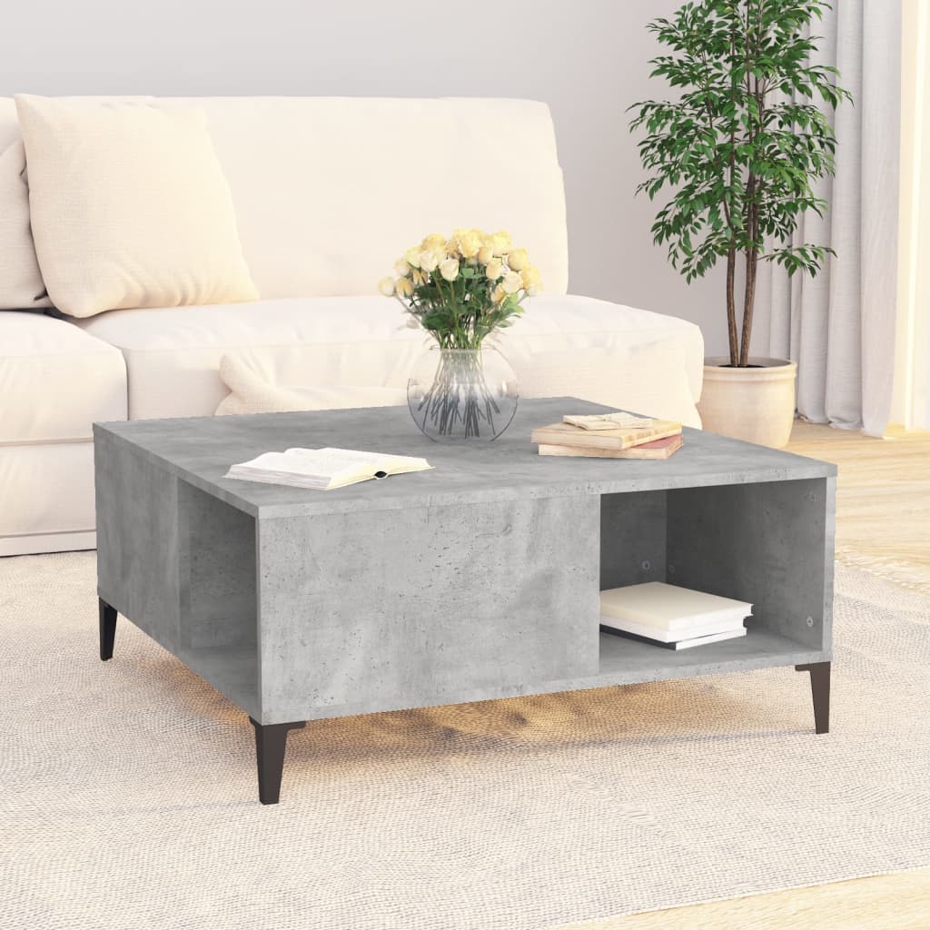 Stolić za kavu boja betona 80 x 80 x 36,5 cm konstruirano drvo
