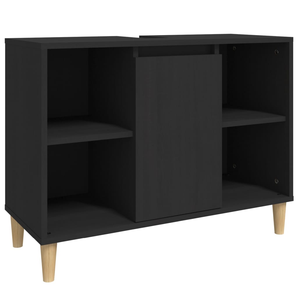 Ormarić za umivaonik crni 80 x 33 x 60 cm konstruirano drvo