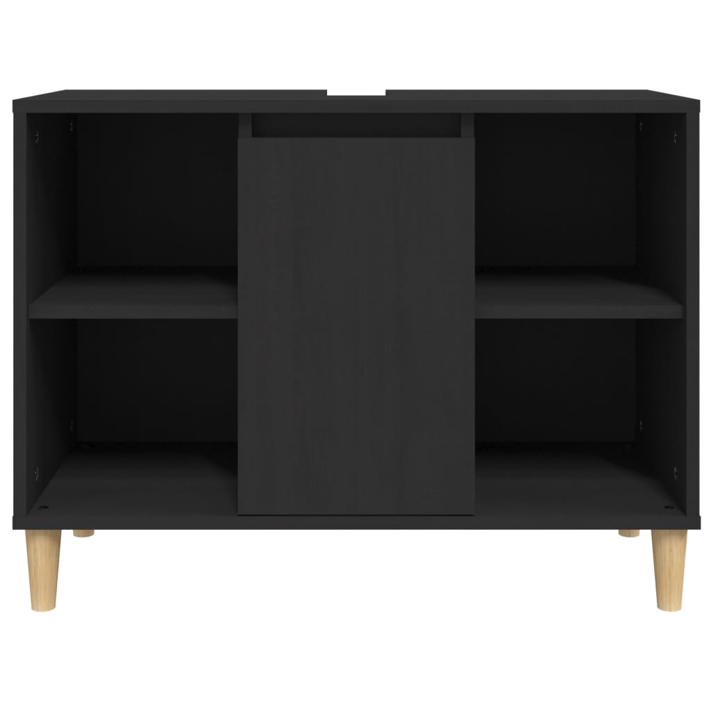 Ormarić za umivaonik crni 80 x 33 x 60 cm konstruirano drvo