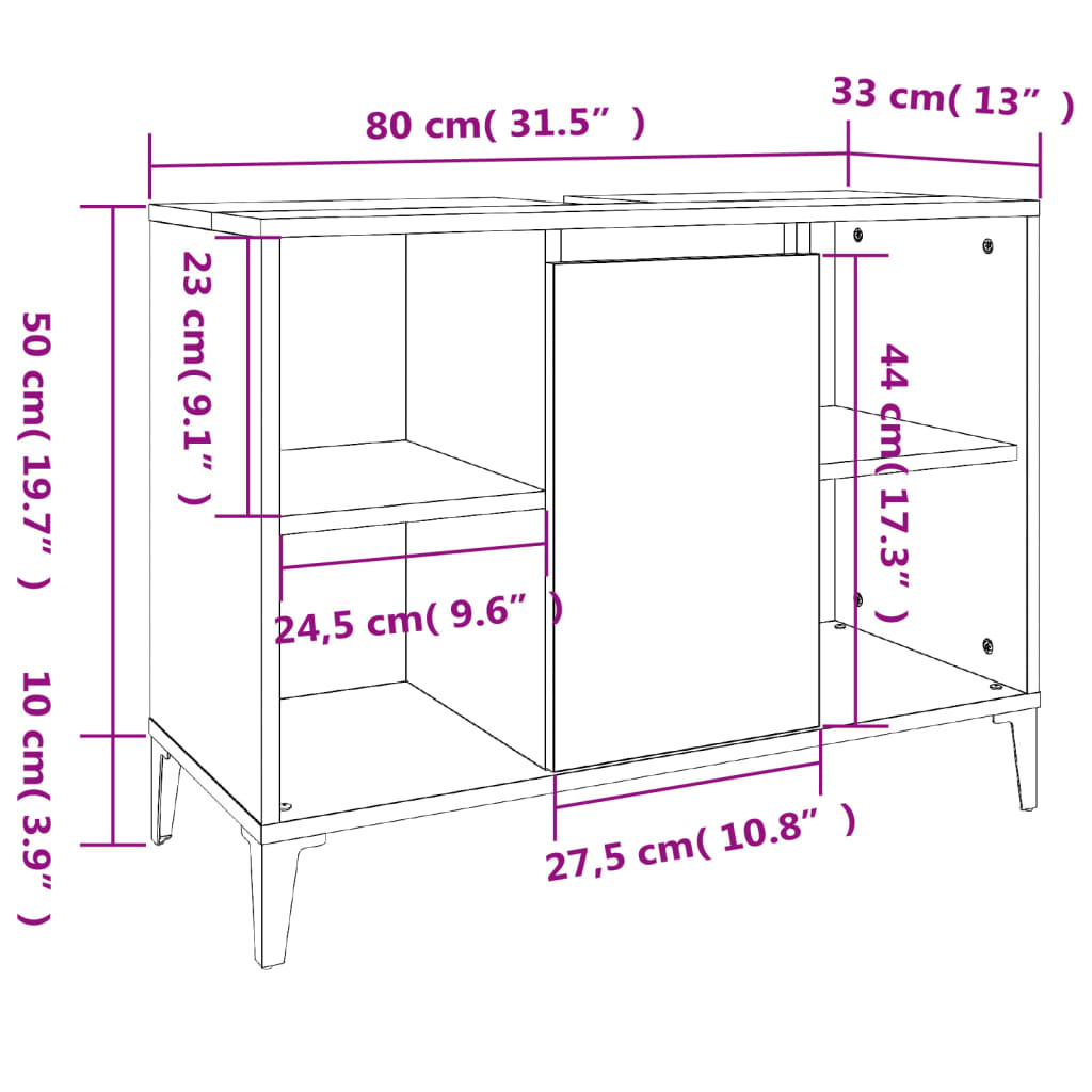 Ormarić za umivaonik bijeli 80 x 33 x 60 cm konstruirano drvo
