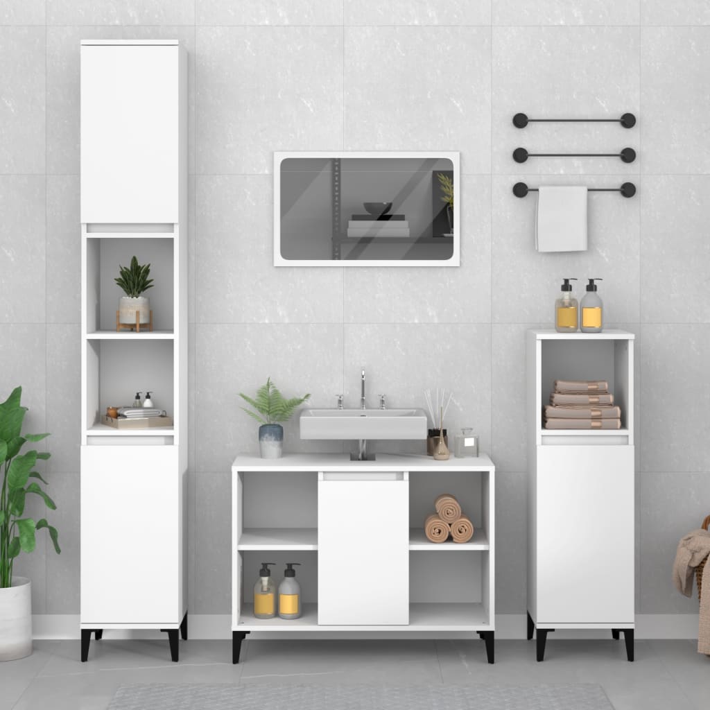 Ormarić za umivaonik bijeli 80 x 33 x 60 cm konstruirano drvo