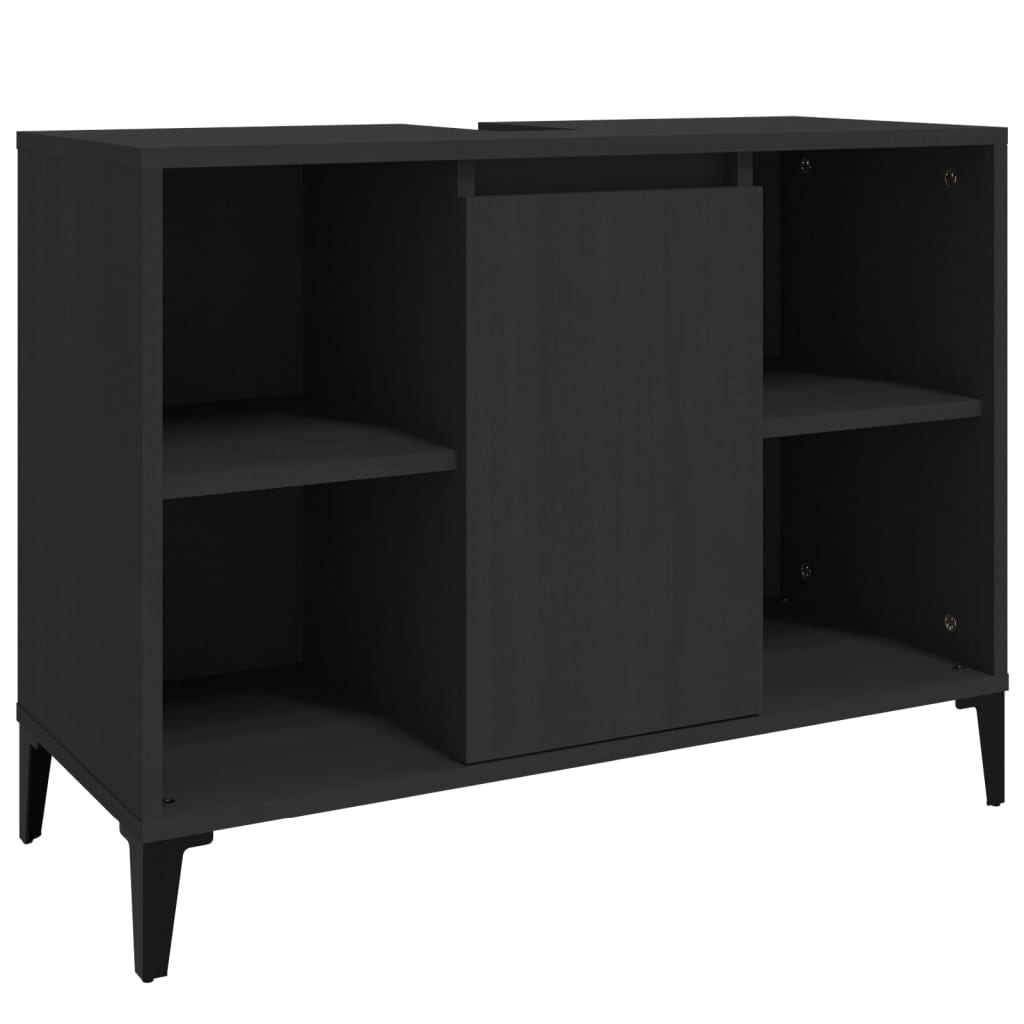 Ormarić za umivaonik crni 80 x 33 x 60 cm konstruirano drvo
