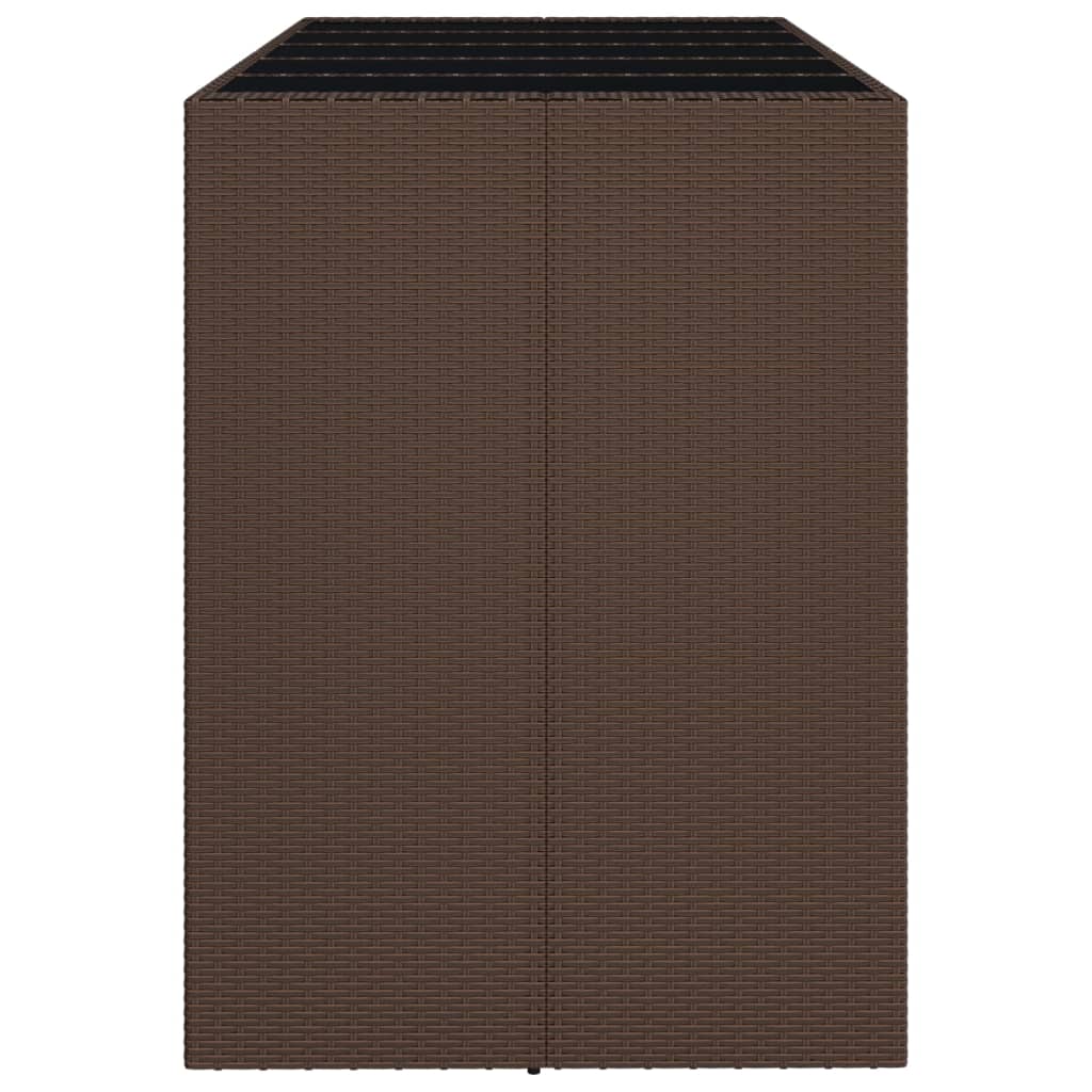 Barski stol sa staklenom pločom smeđi 185x80x110 cm poliratan