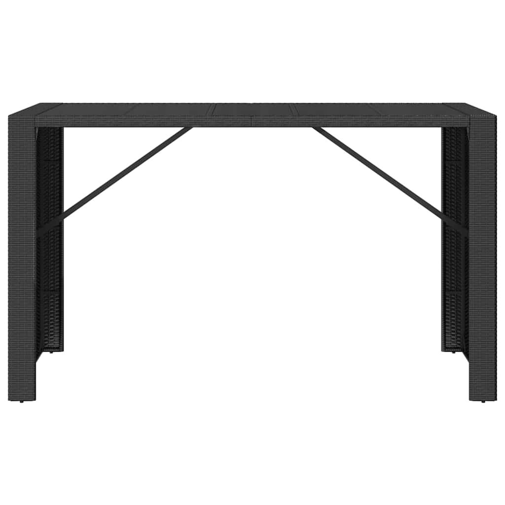 Barski stol sa staklenom pločom crni 185x80x110 cm poliratan
