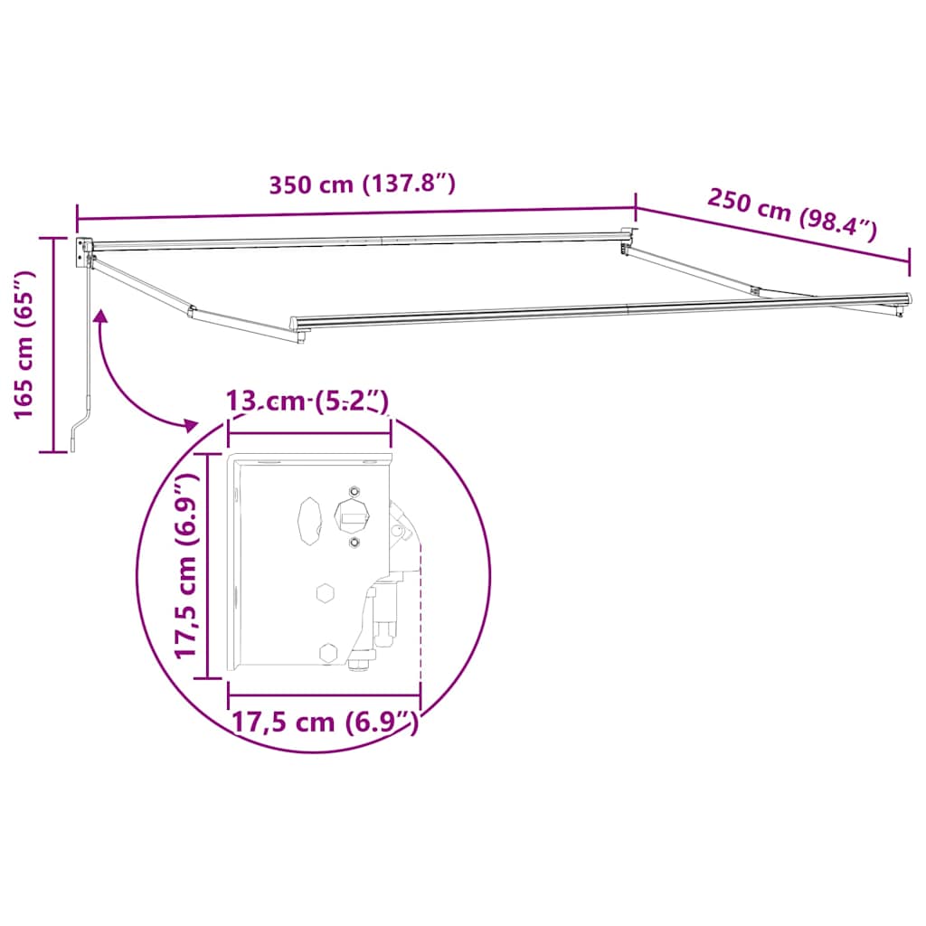 Sklopiva konstrukcija tende Antracit 350 x 250 cm Aluminij