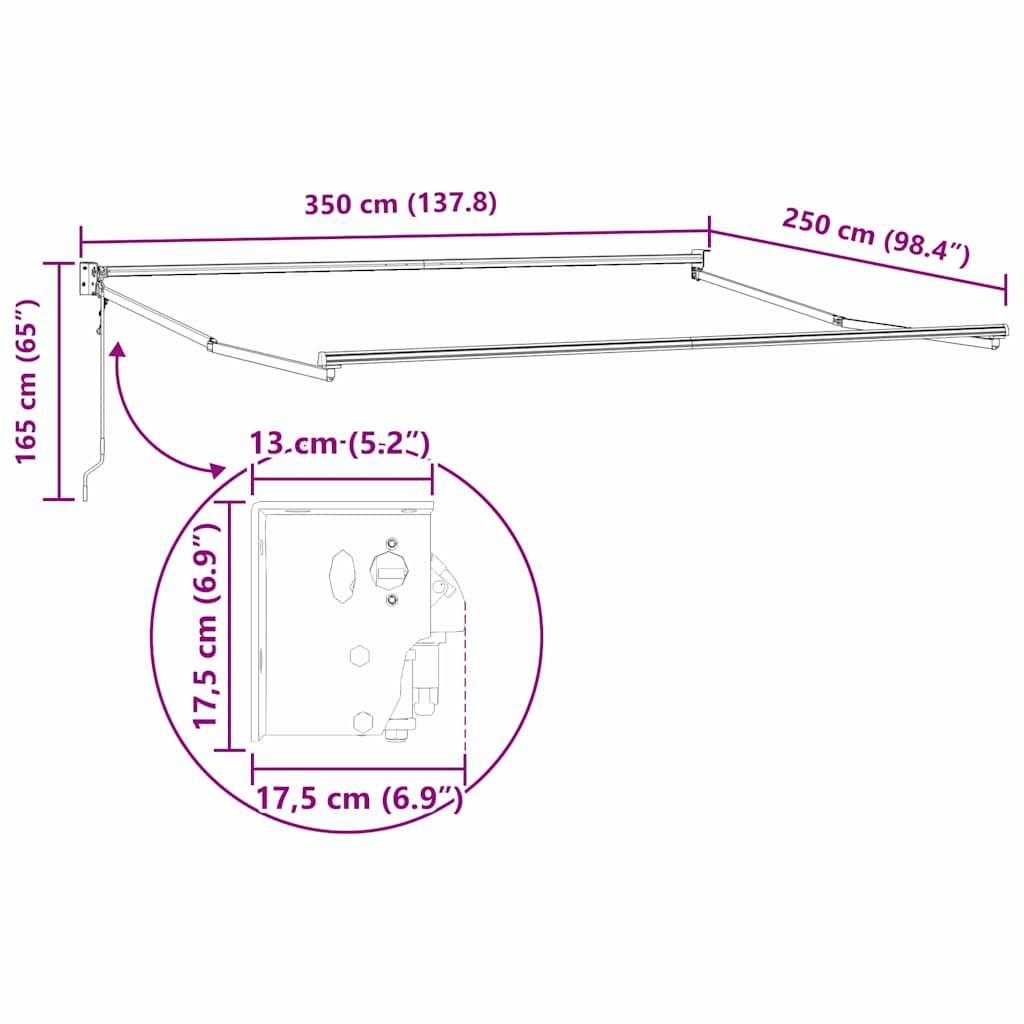 Sklopiva konstrukcija tende Antracit 350 x 250 cm Aluminij
