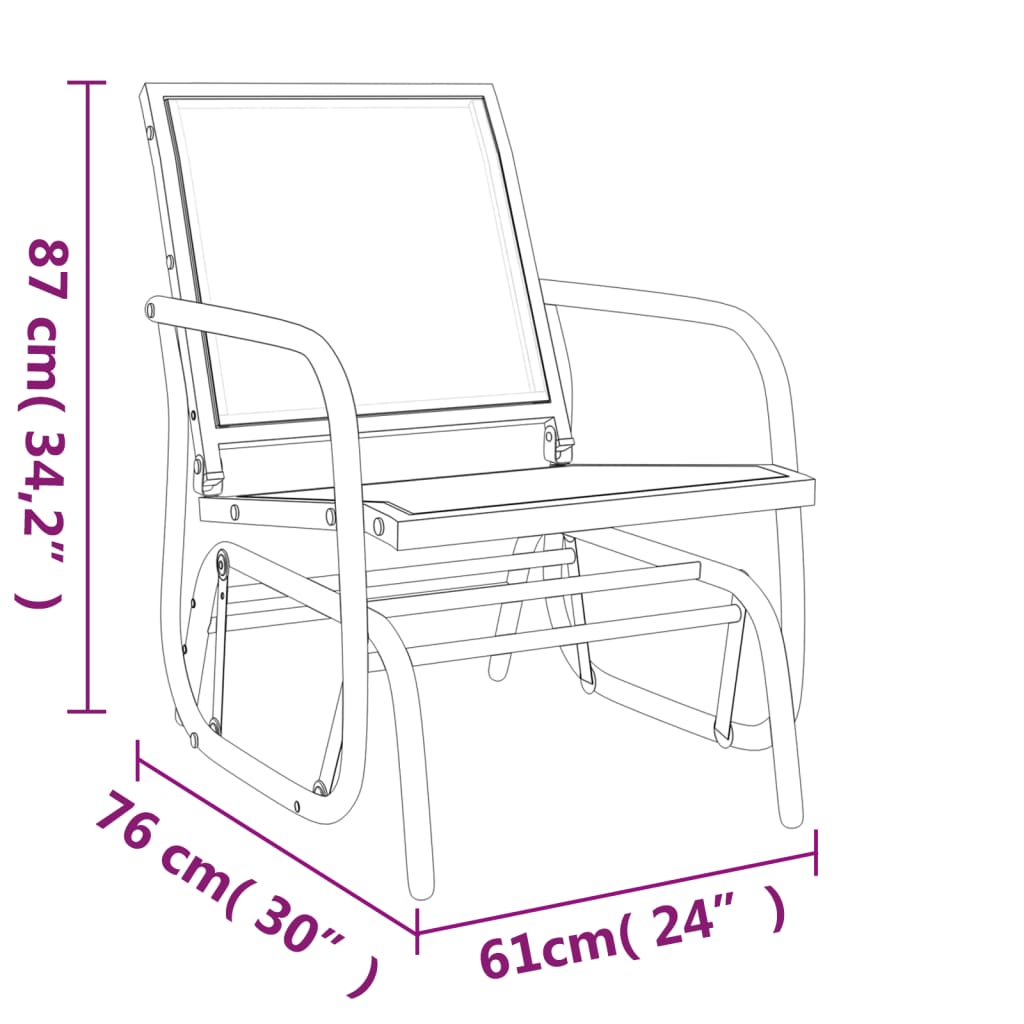 Vrtne stolice ljuljačke 2 kom smeđe 61x76x87 cm tekstil i čelik