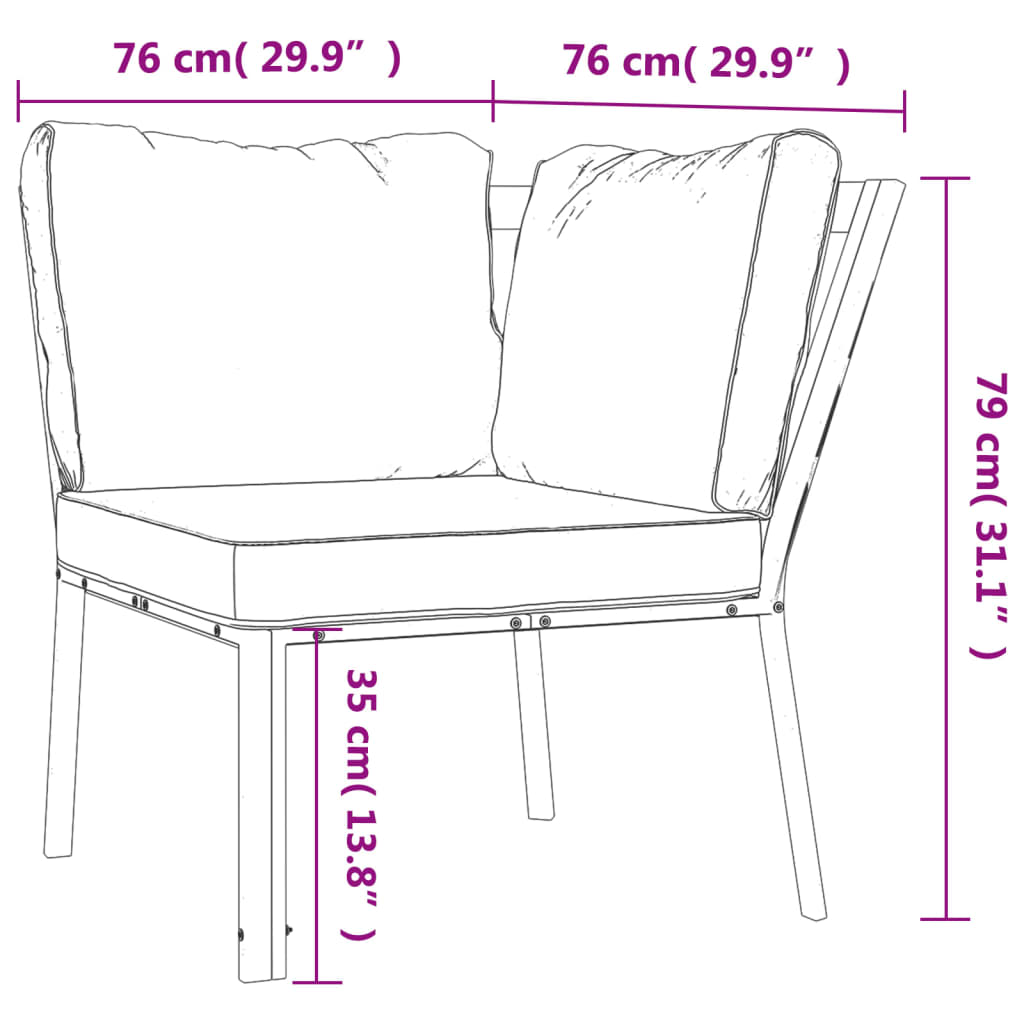 Vrtna stolica s jastucima boje pijeska 76 x 76 x 79 cm čelična