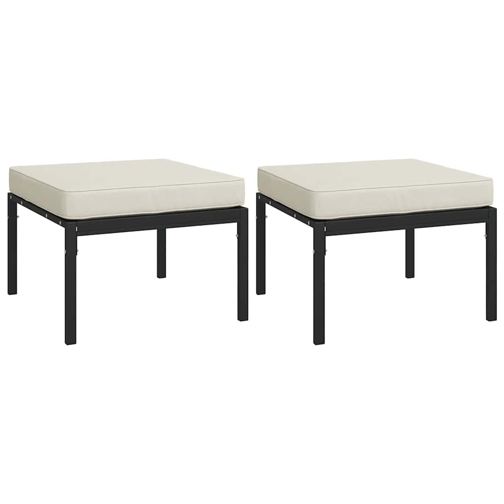 Vrtni taburei s jastucima boje pijeska 2 kom 60x60x35 cm čelik