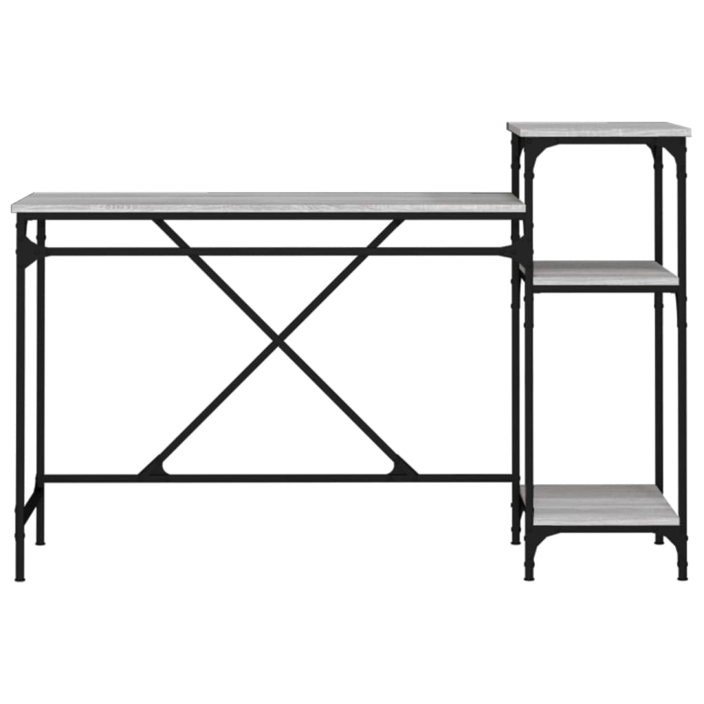Radni stol s policama boja hrasta 135x50x90 cm drvo i željezo