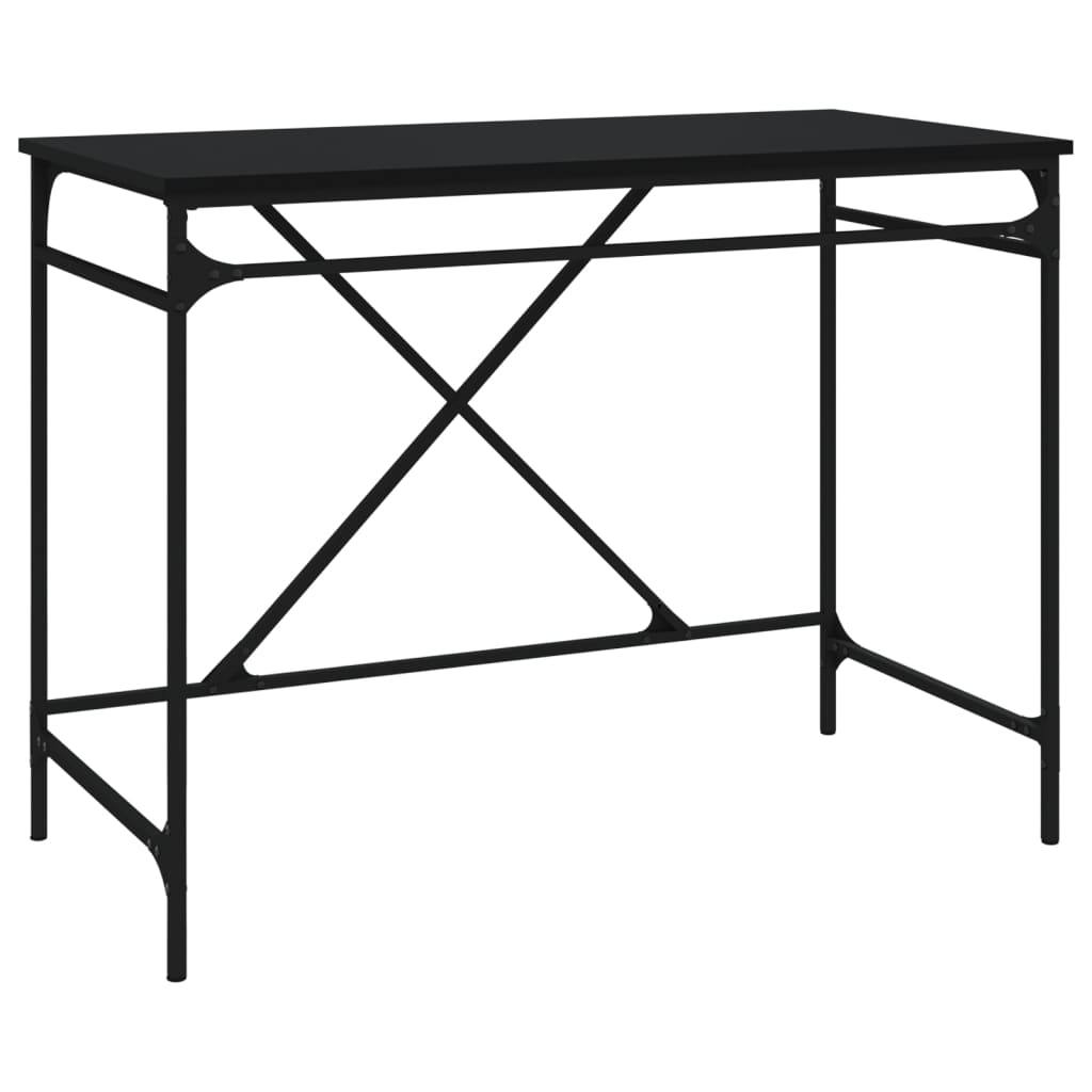 Radni stol crni 100 x 50 x 75 cm konstruirano drvo i željezo