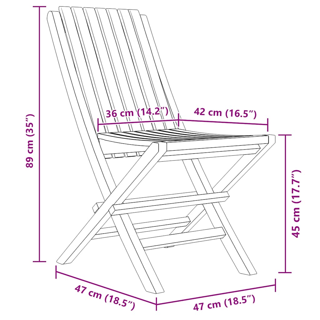 Sklopive vrtne stolice 4 kom 47x47x89 cm od masivne tikovine