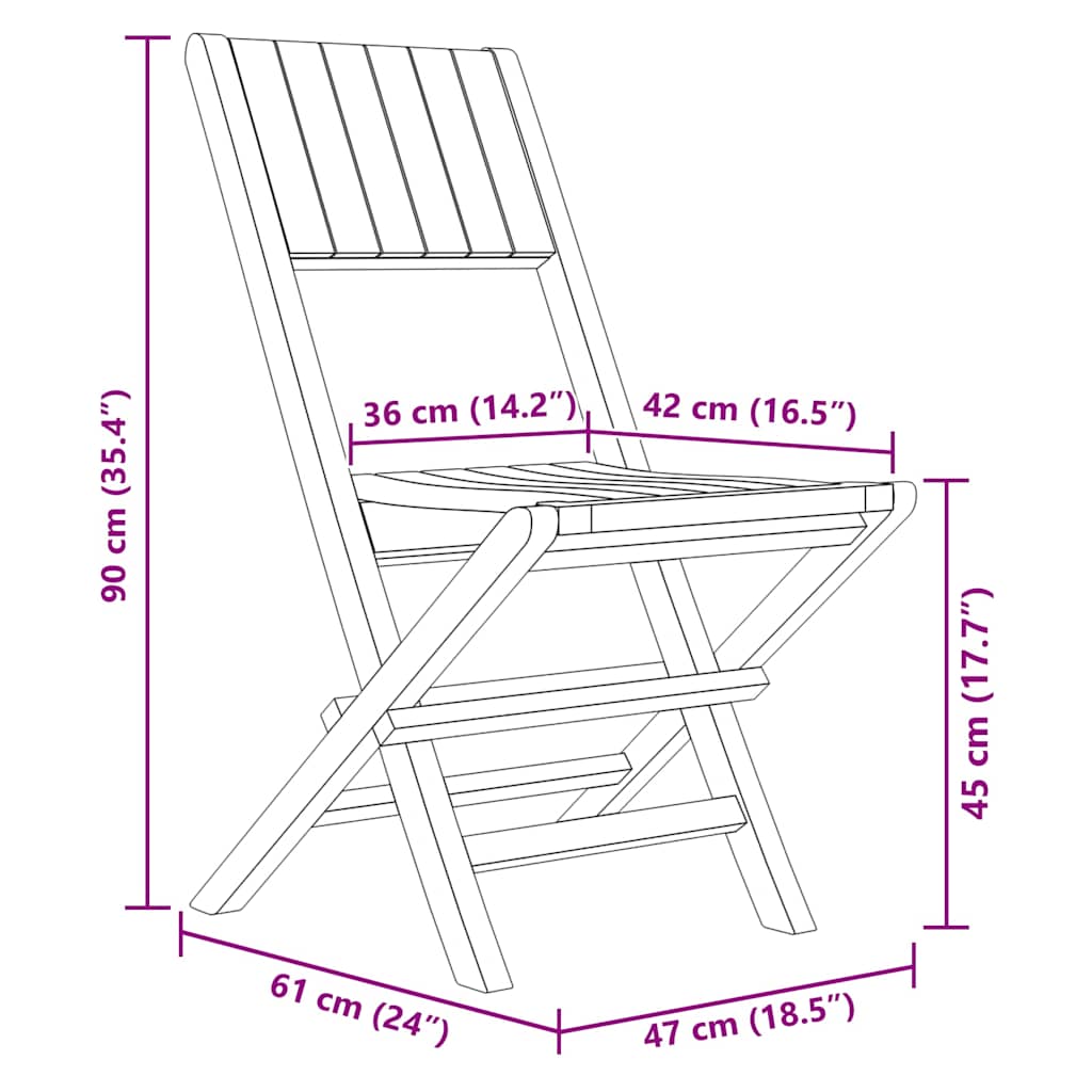 Sklopive vrtne stolice 6 kom 47x61x90 cm od masivne tikovine