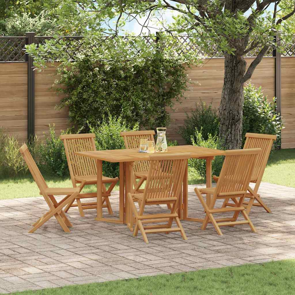 Vrtni set za objed 7 pcs Smeđa Čvrsto teak drvo