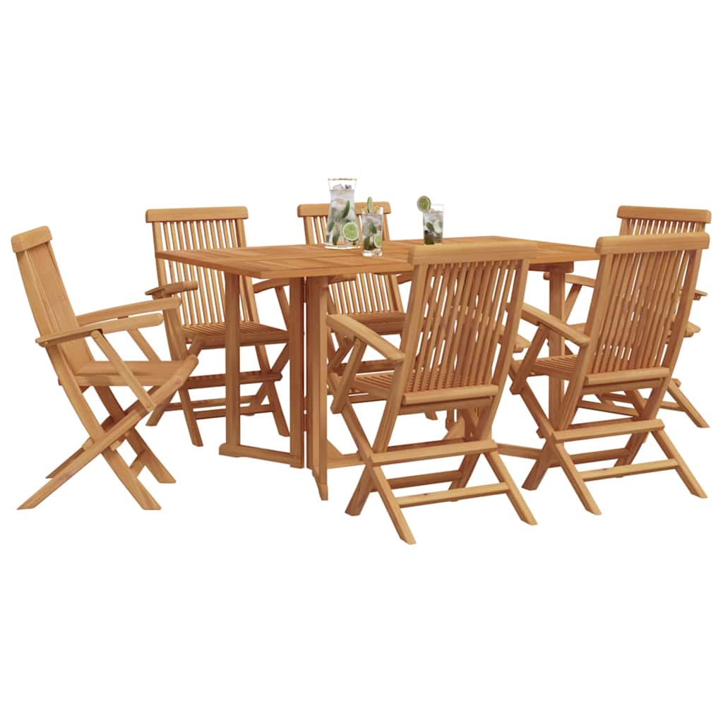 Vrtni set za objed 7 pcs Smeđa Čvrsto teak drvo