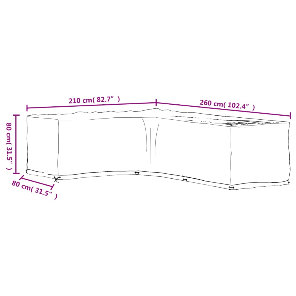 Navlake za kutnu vrtnu garnituru 2 kom s 16 ušica 210x260x80 cm