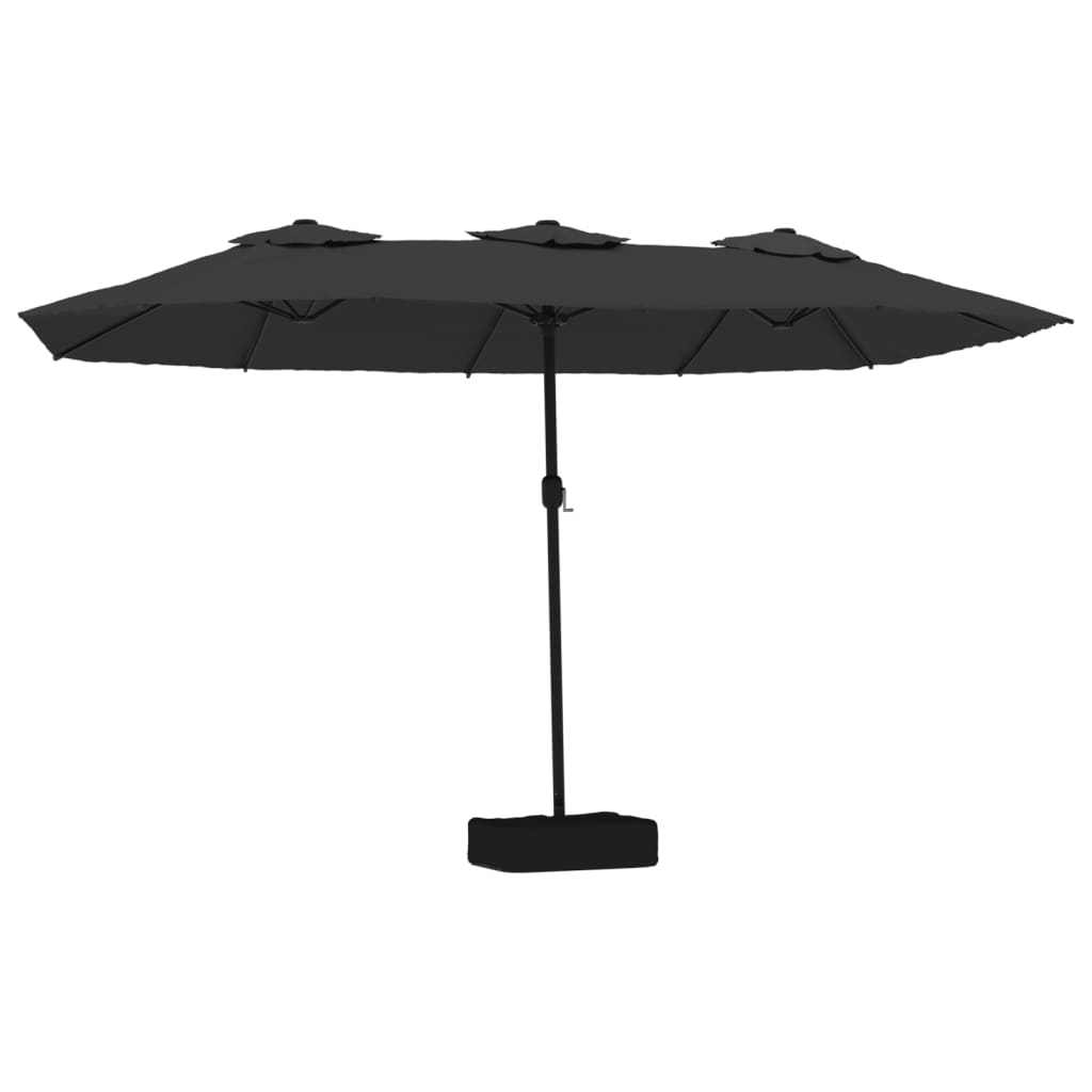 Dvostruki vrtni suncobran s LED svjetlima crni 449 x 265 cm
