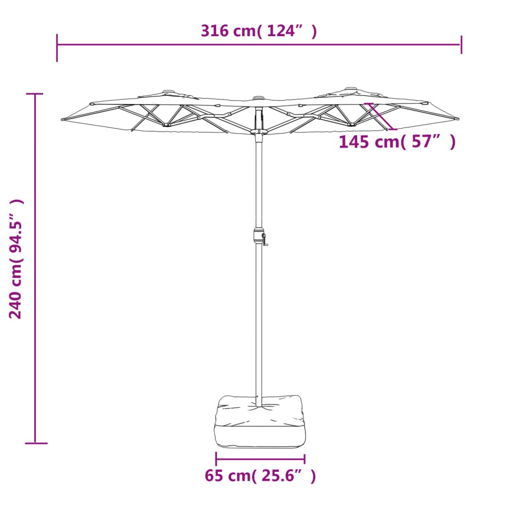 Dvostruki vrtni suncobran antracit 316 x 145 cm