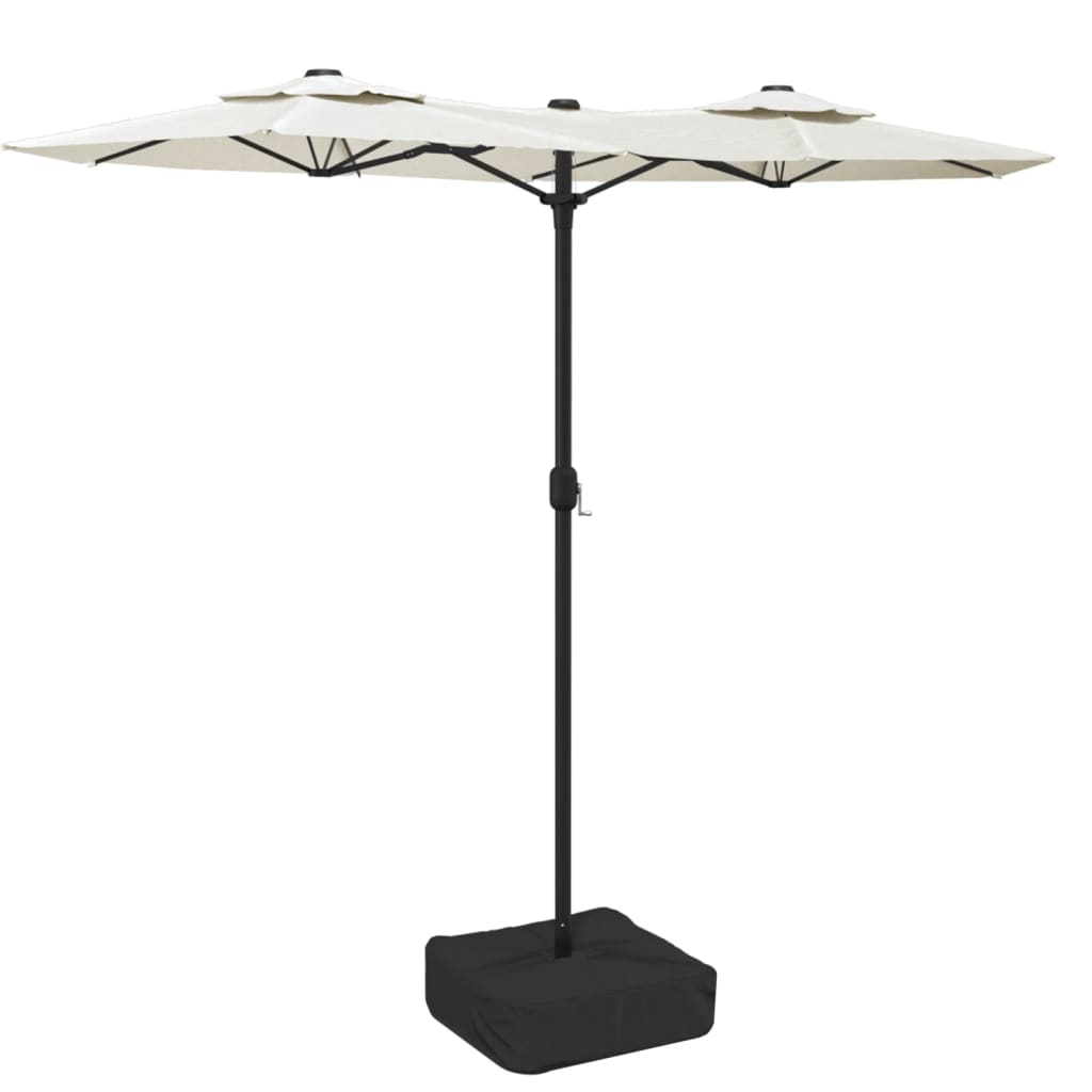 Dvostruki vrtni suncobran LED pješčano bijeli 316 x 145 cm