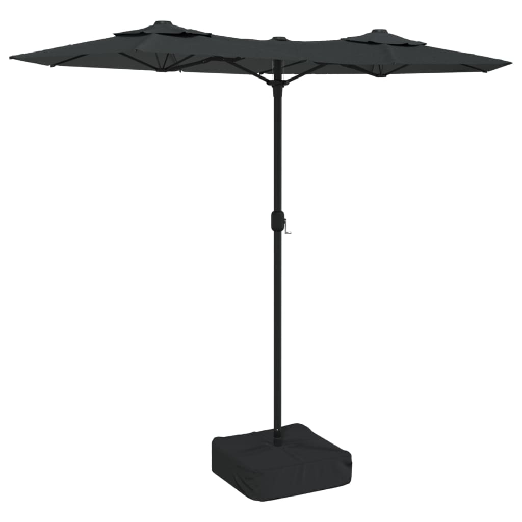 Dvostruki vrtni suncobran s LED svjetlima antracit 316 x 145 cm