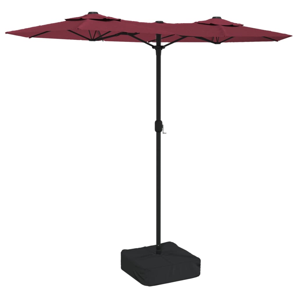 Dvostruki vrtni suncobran s LED svjetlima bordo 316 x 145 cm