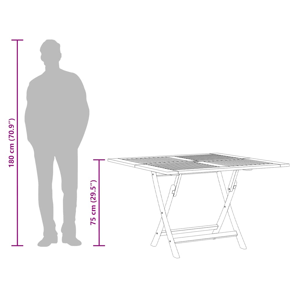 Sklopivi vrtni stol 110x110x75 cm od masivne tikovine