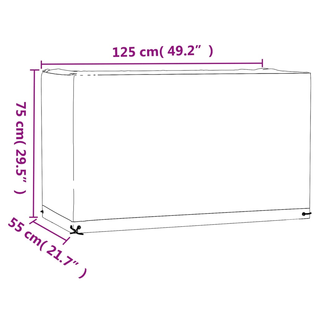 Navlaka za vrtni namještaj s 8 ušica 125x55x75 cm pravokutna