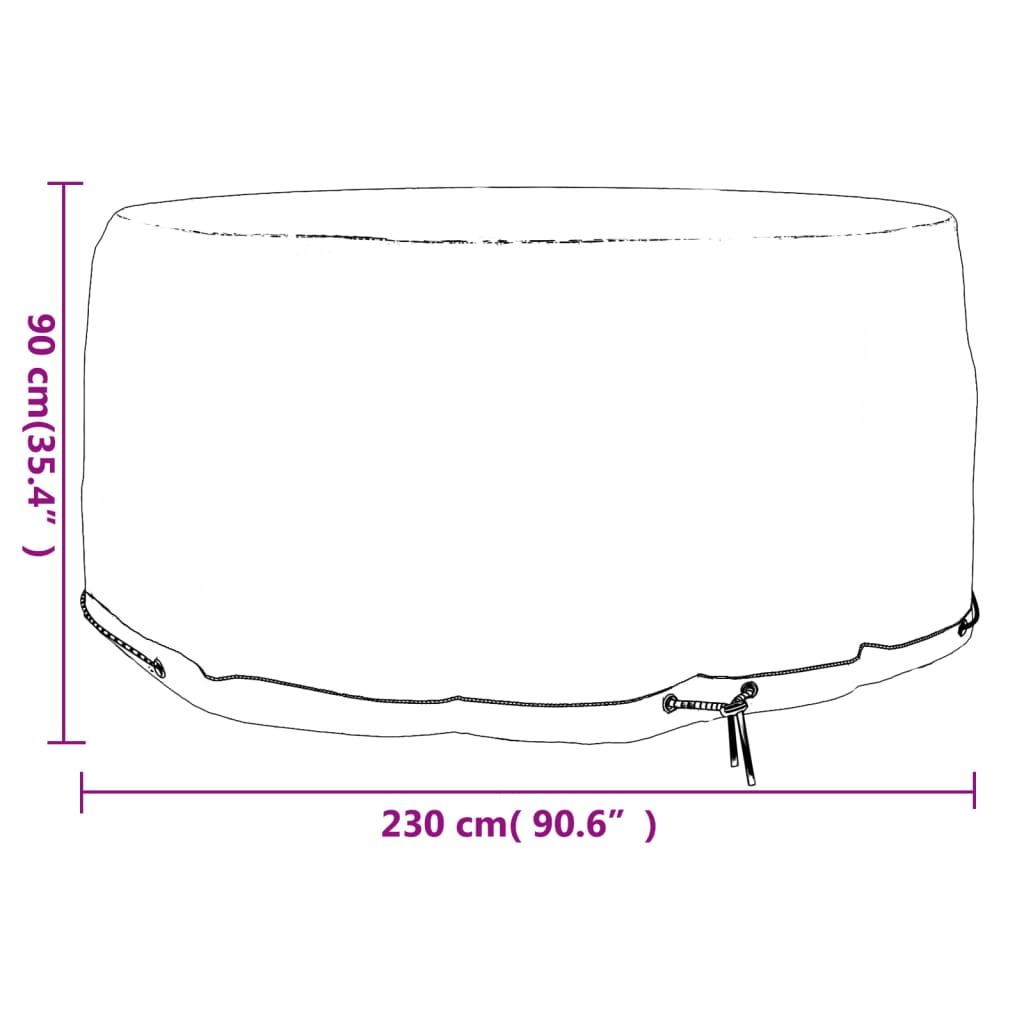 Navlaka za vrtni namještaj s 10 ušica Ø 230 x 90 cm okrugla