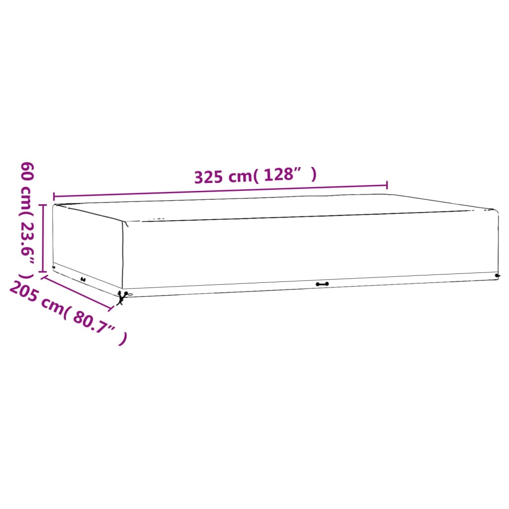 Navlaka za vrtni namještaj sa 16 ušica 325x205x60 cm pravokutna