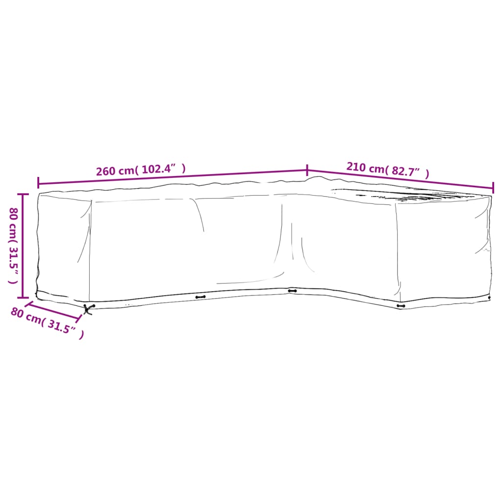 Navlaka za kutnu vrtnu garnituru sa 16 ušica 260x210x80 cm