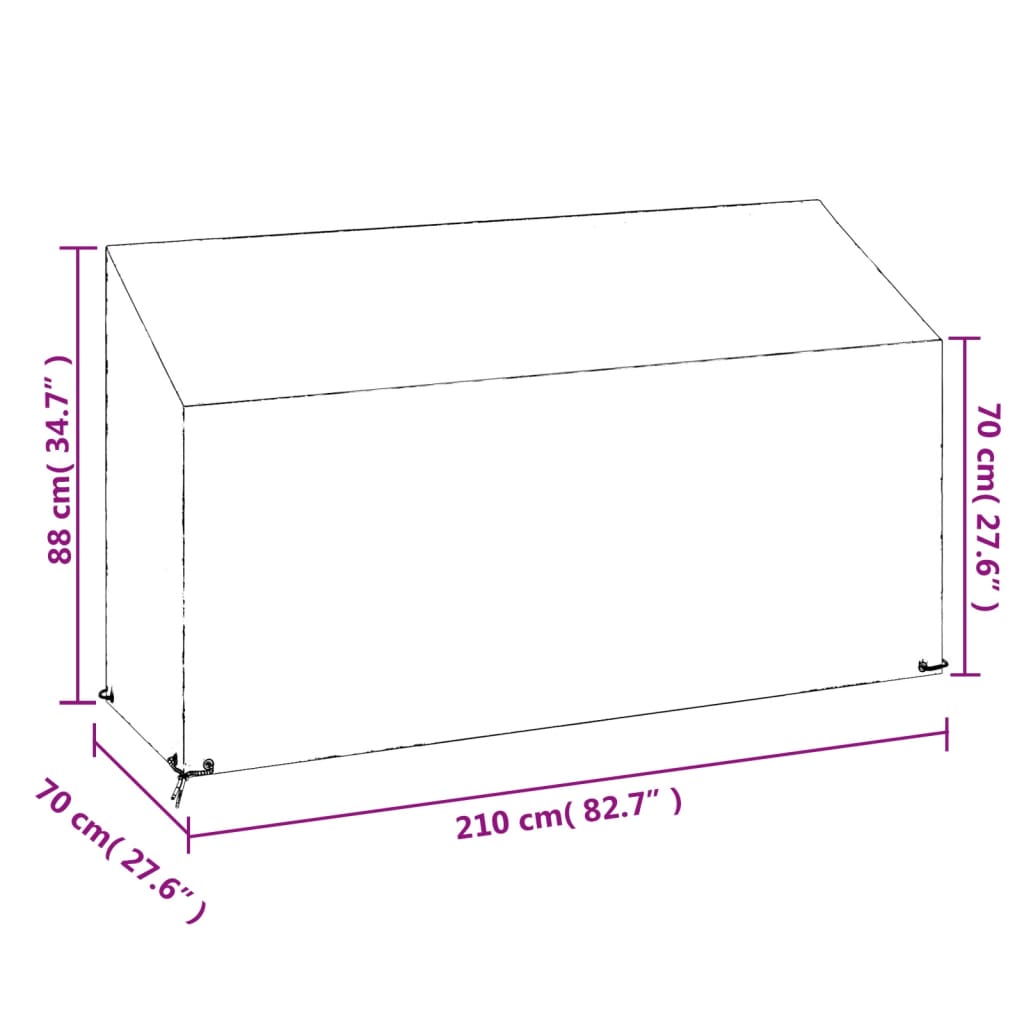 Navlaka za vrtnu klupu s 12 ušica 210x70x70/88 cm polietilen