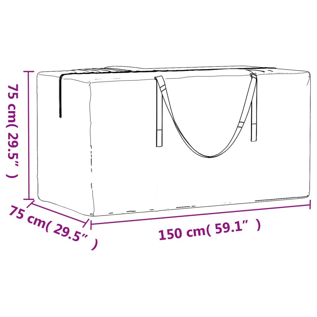 Vreća za pohranu vrtnih jastuka crna 150x75x75 cm polietilen