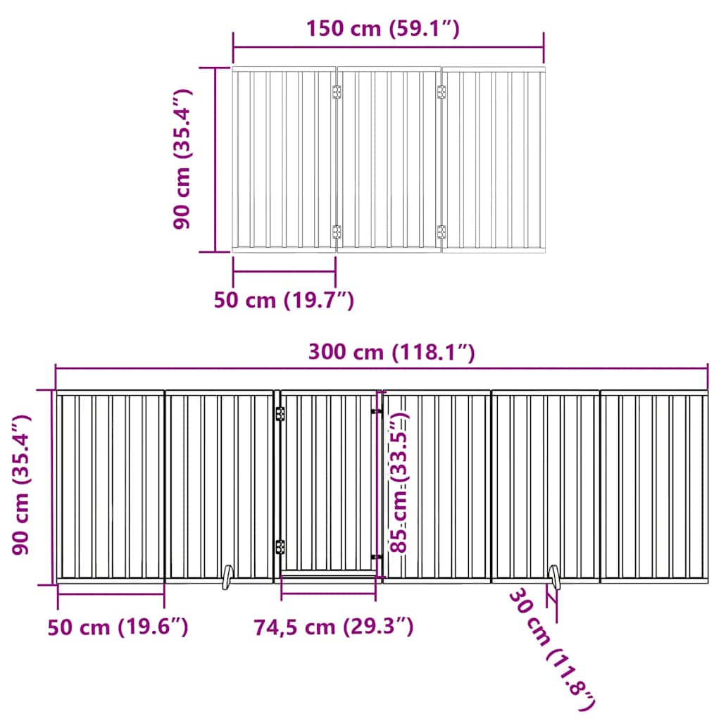 Vrata za pse s vratašcima 15 panela sklopiva 750 cm drvo topole