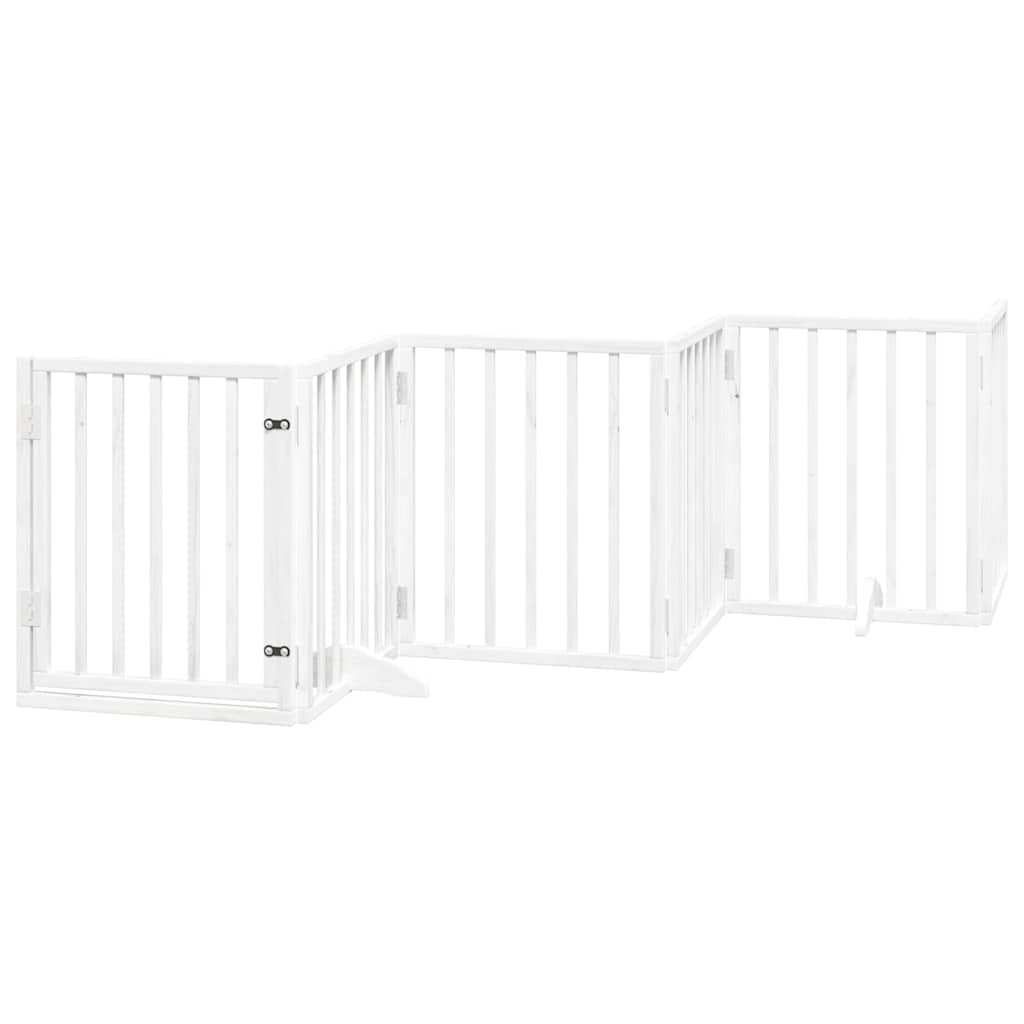 Vrata za pse s vratašcima 9 panela sklopiva 450 cm drvo topole Bijela 50 x 60 x 2 cm