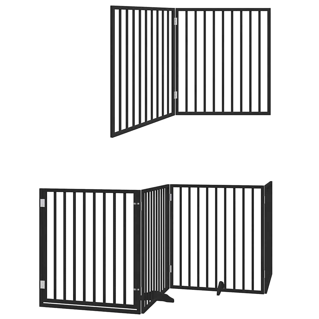 Vrata za pse s vratašcima 12 panela sklopiva 960 cm drvo topole Crna 80 x 90 x 2 cm