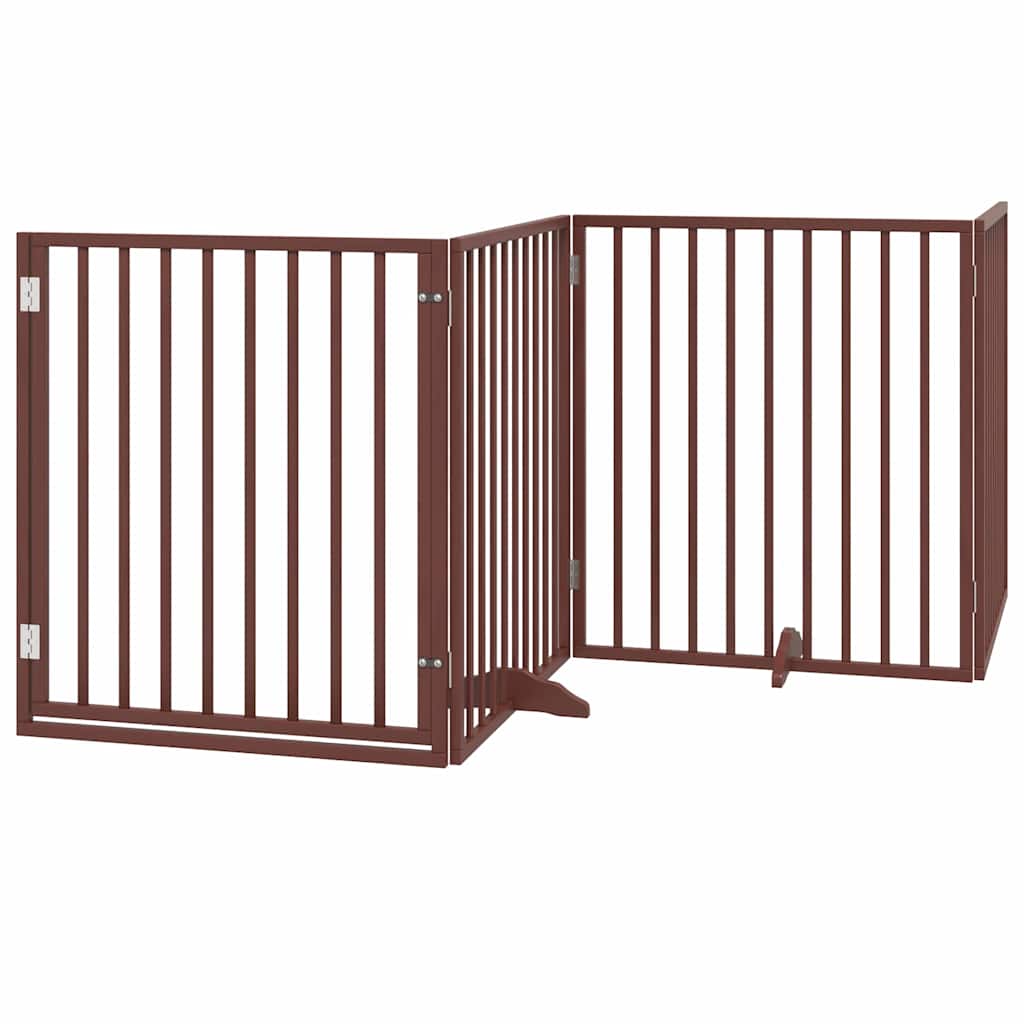 Vrata za pse s vratašcima 8 panela sklopiva 640 cm drvo topole Smeđa 80 x 90 x 2 cm