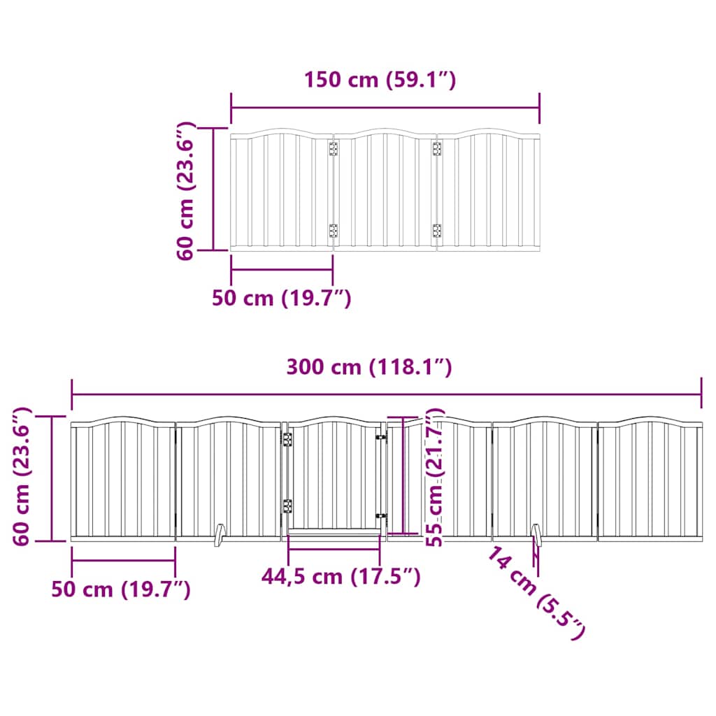 Vrata za pse s vratašcima 12 panela sklopiva 600 cm drvo topole