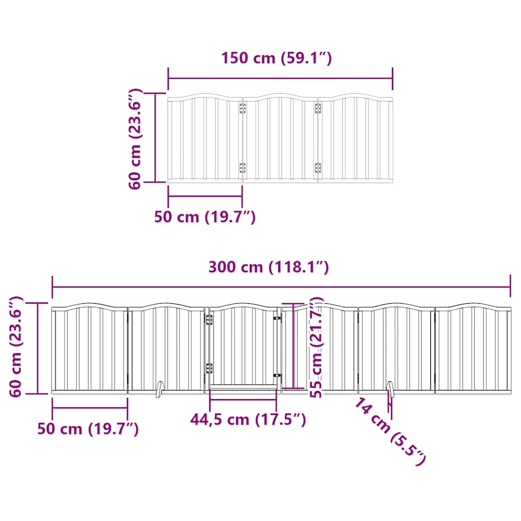 Vrata za pse s vratašcima 15 panela sklopiva 750 cm drvo topole
