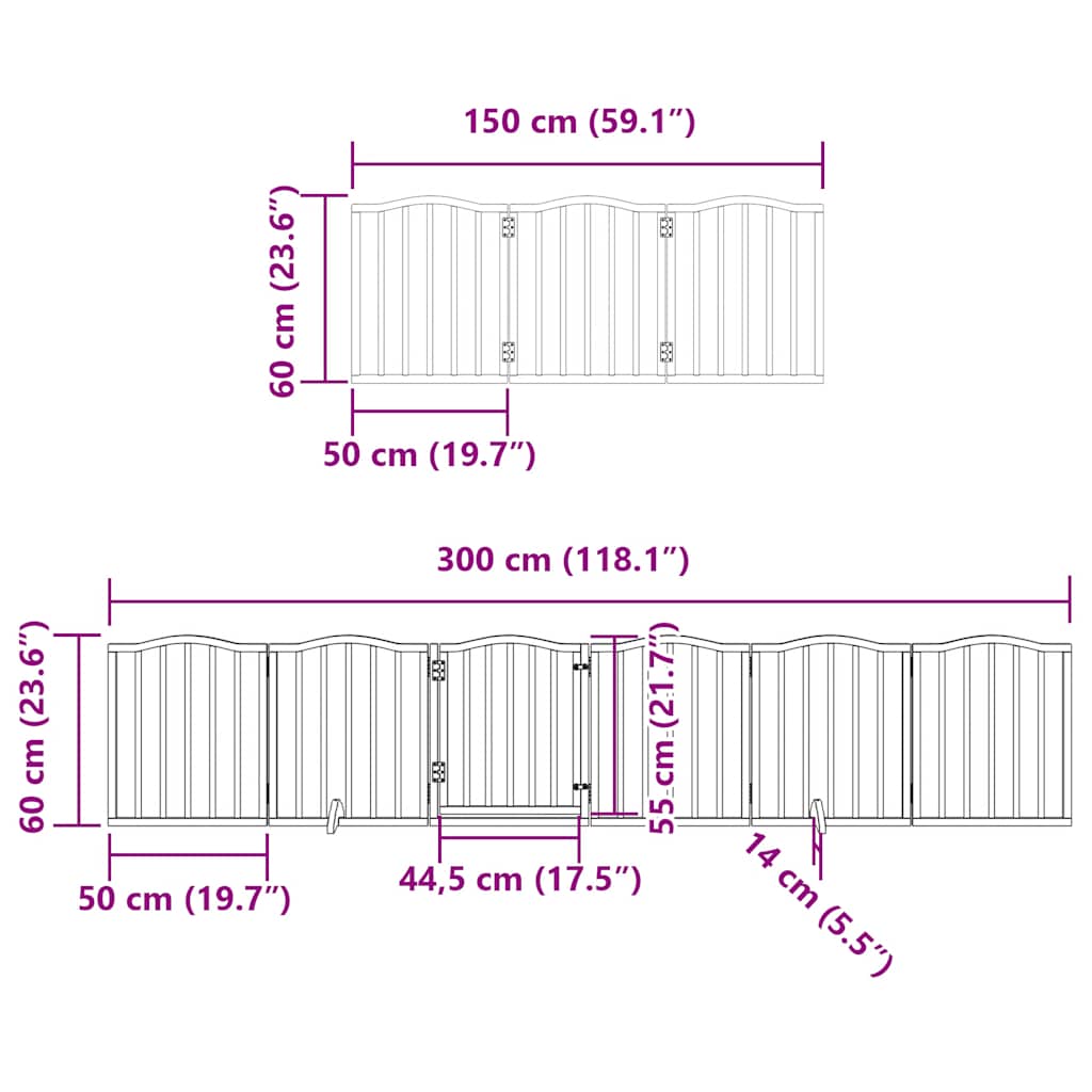 Vrata za pse s vratašcima 12 panela sklopiva 600 cm drvo topole
