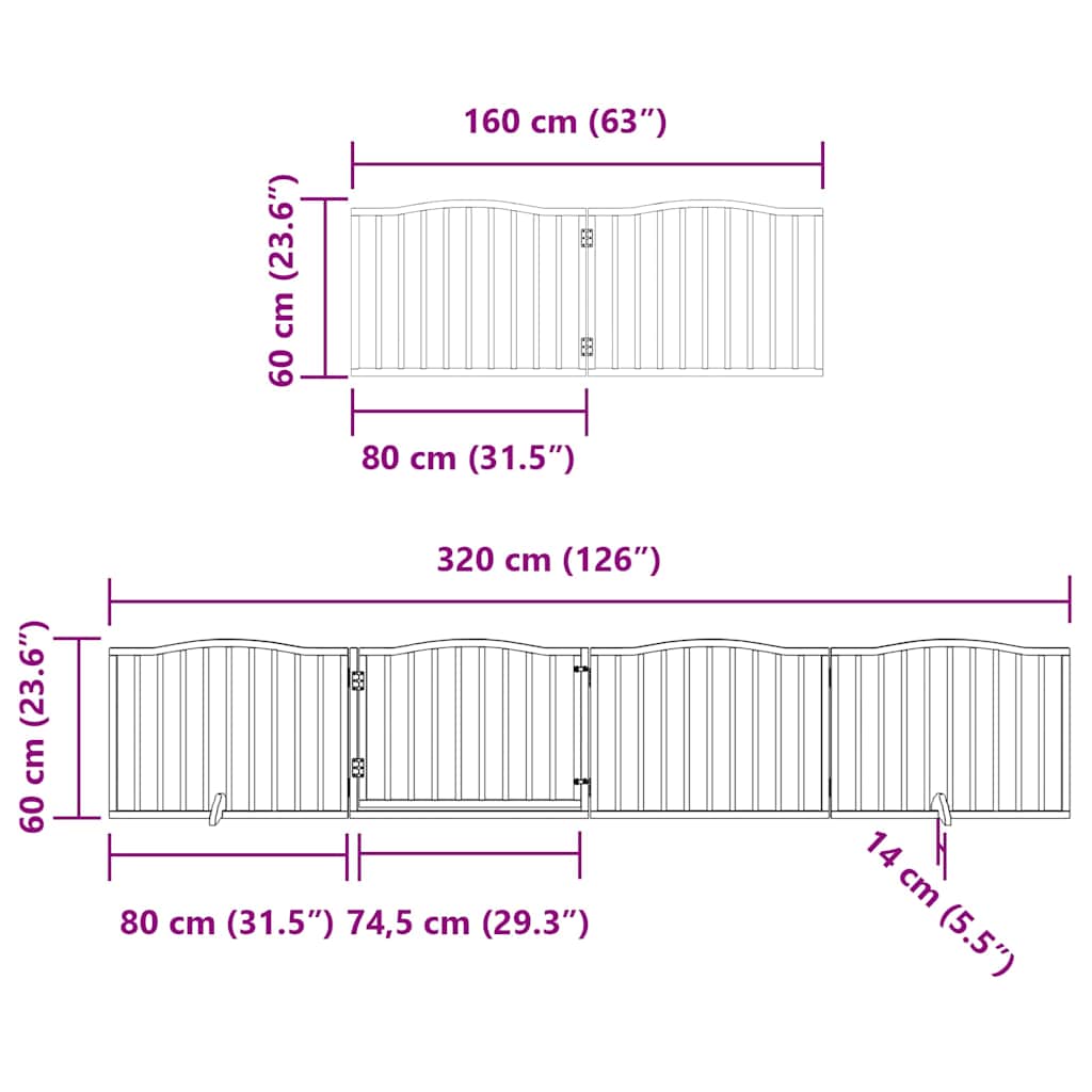 Vrata za pse s vratašcima 12 panela sklopiva 960 cm drvo topole