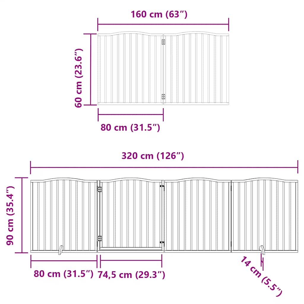 Vrata za pse s vratašcima 12 panela sklopiva 960 cm drvo topole